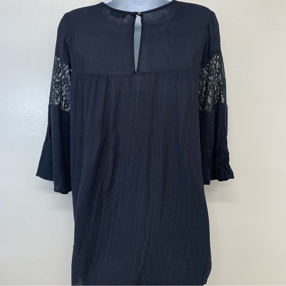 Eyeshadow Empire Top Woman Small  Blue Floral Embroidery Flowy Boho Casual Light - Picture 5 of 9